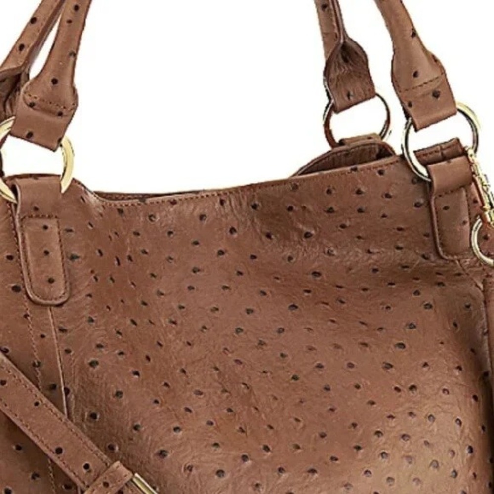 G.I.L.I. Got It Love It Natural Ostrich Roma 2 Tote Shoulder Bag Dust Bag - Picture 2 of 15